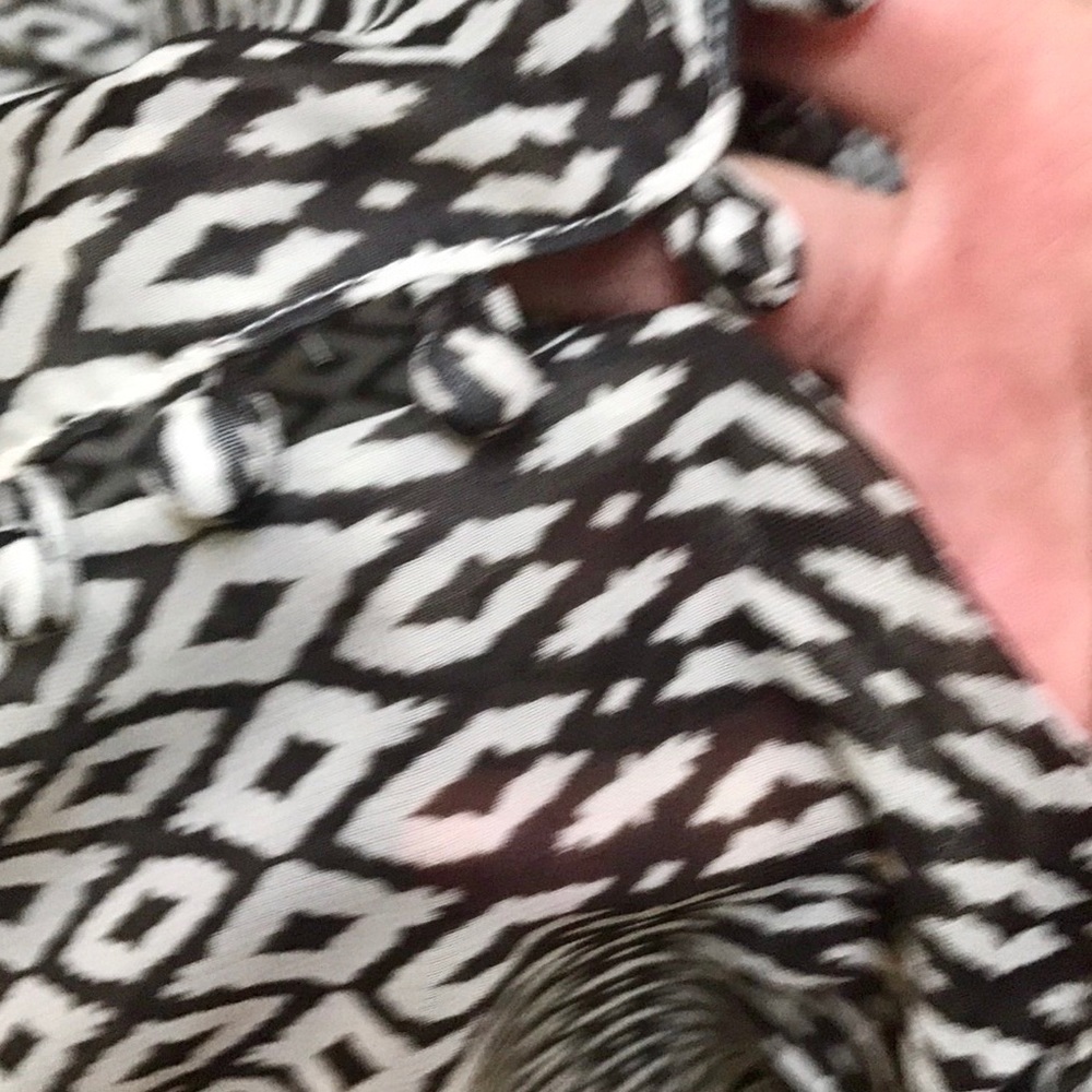 Adjustable Button - Tie Front Blouse W/ Pockets - image 5